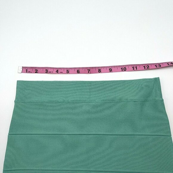 BCBG Bandage Skirt Womens Medium Maxazaria Bodycon Green Stretch Knit Tight Y2K - Picture 7 of 8